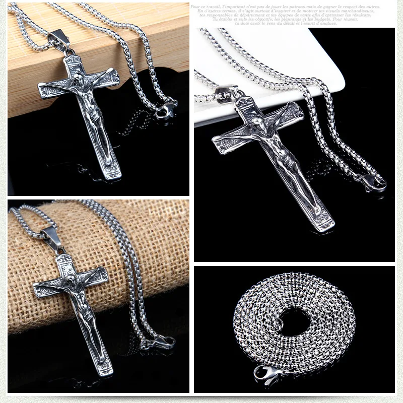 

Hip-hop street hipster necklace retro stainless steel cross pendant