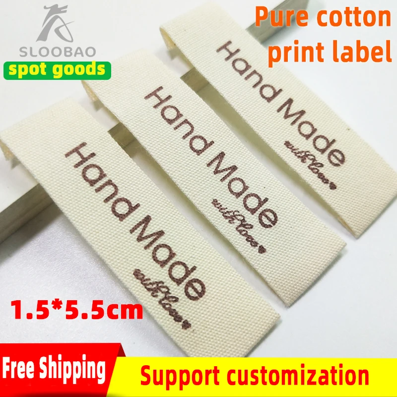 FreeShipping100PCsWhiteHandMadeWithLoveCottonWovenLabelsDIYAccessorySewingGrosgrainClothingLabel|Этикетки для одежды| |