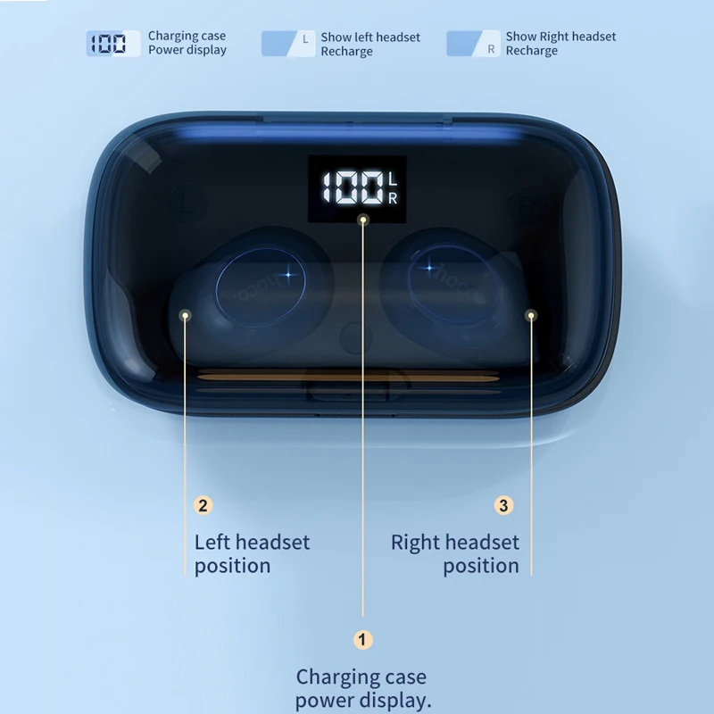 Фото Беспроводные наушники Hoco TWS Bluetooth 5 0 Спортивная гарнитура высокого разрешения с Беспроводные наушники Hoco TWS Bluetooth 5 0 Спортивная гарнитура высокого разрешения с