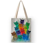 AKB01062 повседневные парусиновые сумки для женщин 2019 персонализированные сумки с рисунком мультяшного кота, вместительная сумка-тоут с карманами