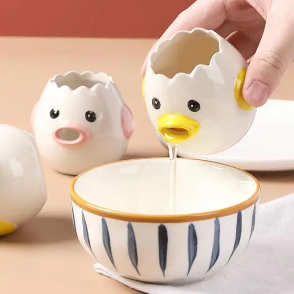 

Kitchen Ceramic Egg White Separator Filter Cute Chicken Creative Egg Yolk Protein Separator Baking Kitchen Tools Accessories