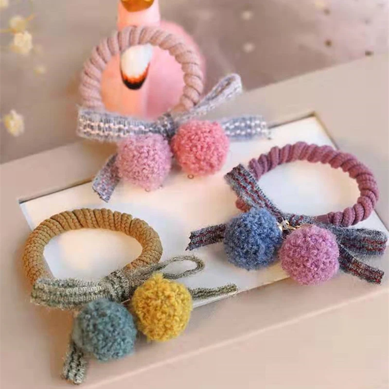 

Cute Plush Ball Hair Ring Women Tie Rope Rubber Band Elastic Hair Bands Ponytail Holders Headwear Children Hair Accessories