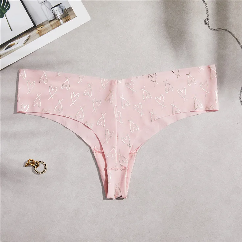 thong Pink Exclusive new Sexy Seamless Briefs Fashion pink letters printing Women Panties Low Waist Briefs woman Underwear M/L - Цвет: thong Pink