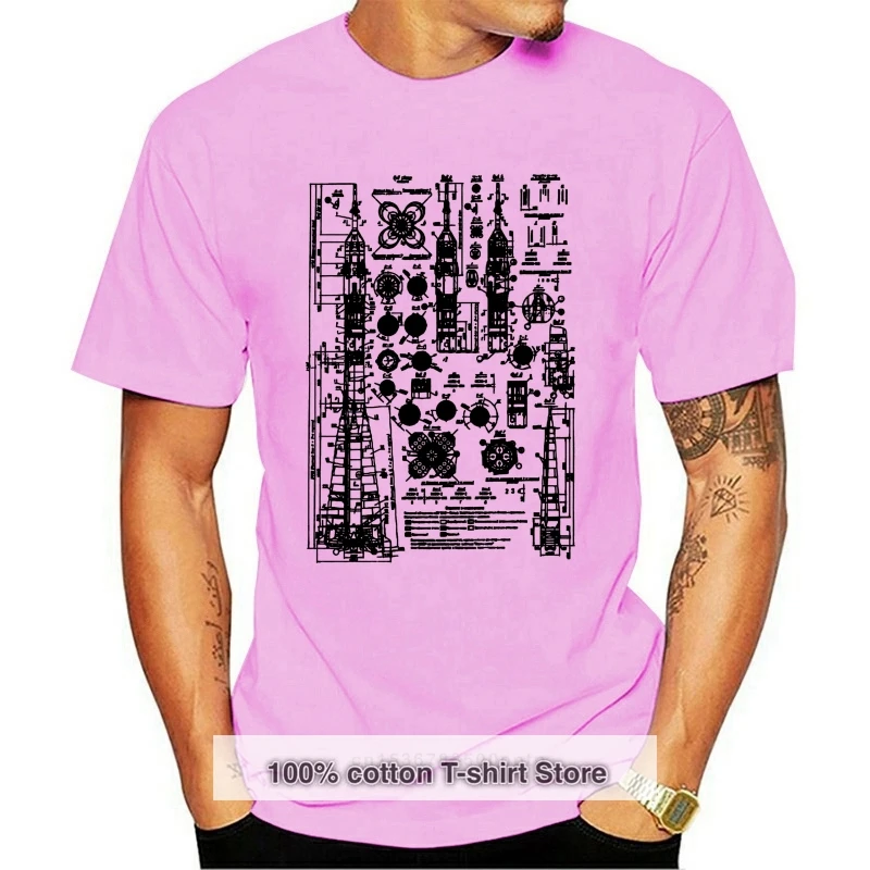 

Soyuz Blueprint Relaxed Shirt for Men Stencil Screen Print Tshirt Soft & Comfy Casual Gift for Men men t shirt