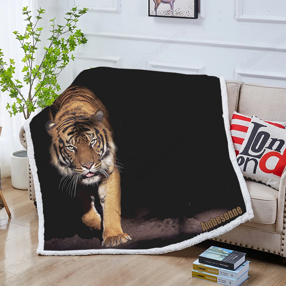 

Флисовое одеяло Prowling с имитацией тигра, шерпы, мягкие одеяла, покрывала с рисунком под заказ, искусственное меховое покрывало