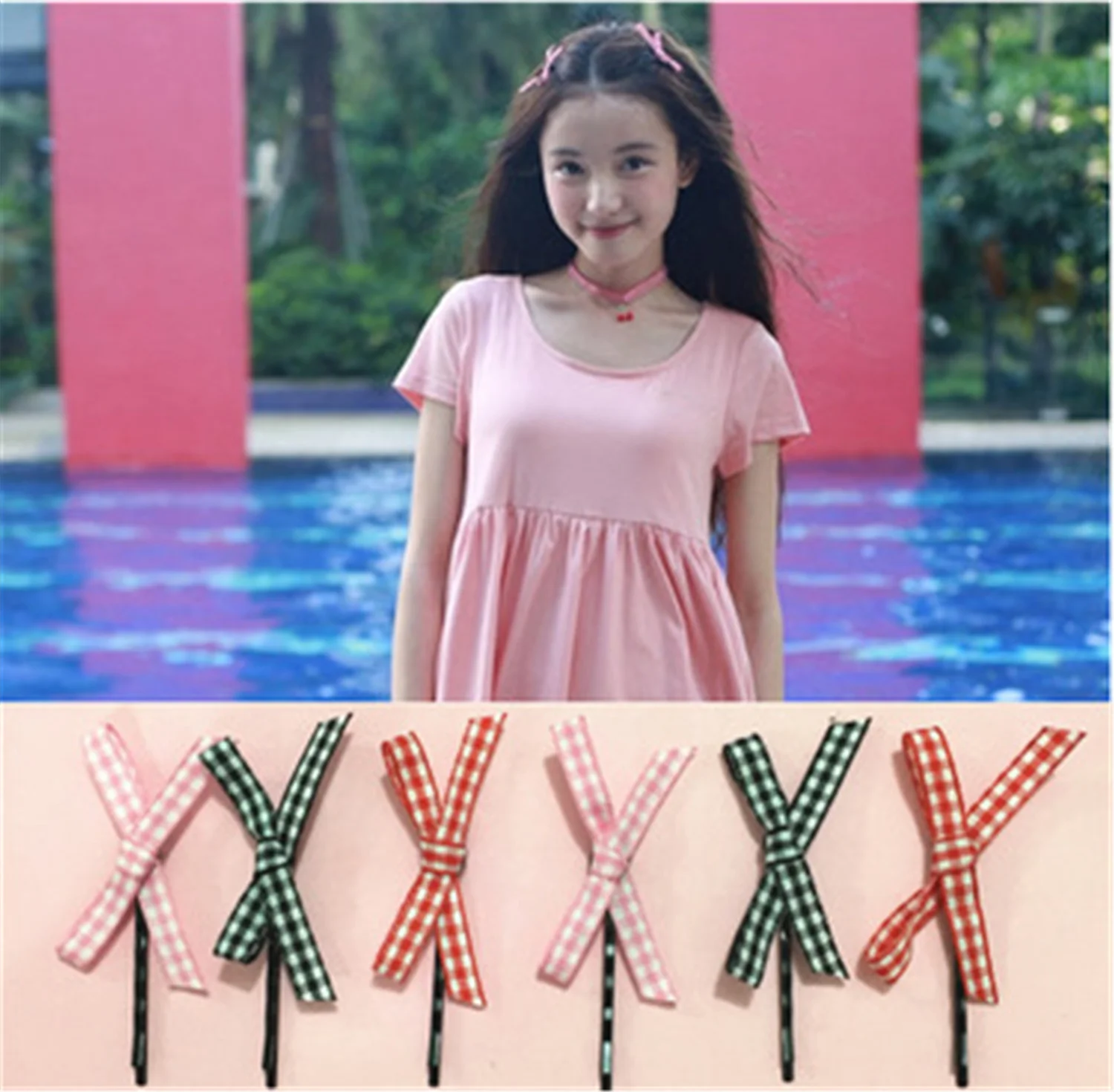 

2PCS/Plaid Hair Bow Clip Baby Gingham Hairpins Girls Hairgrip Toddler Bobby Pins Accessories OEM & ODM Back to School First Day