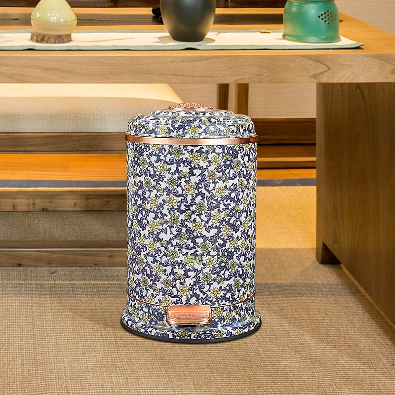 Сине-белые фарфоровые мусорные банки в китайском стиле 6 л/10 л кухонные и офисные