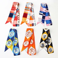 100 twill silk scarf women fashion long ribbon kerchief head neck hairband headscarf bandana 905cm