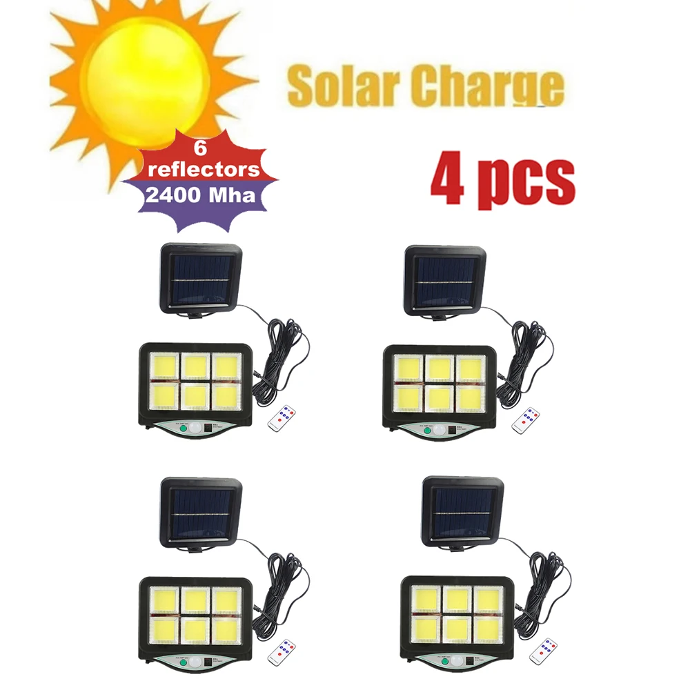 

4pcs seperable 120 LED Solar Light Outdoor Solar Lamp Powered Sunlight Waterproof PIR Motion Sensor Street Garden Décor security