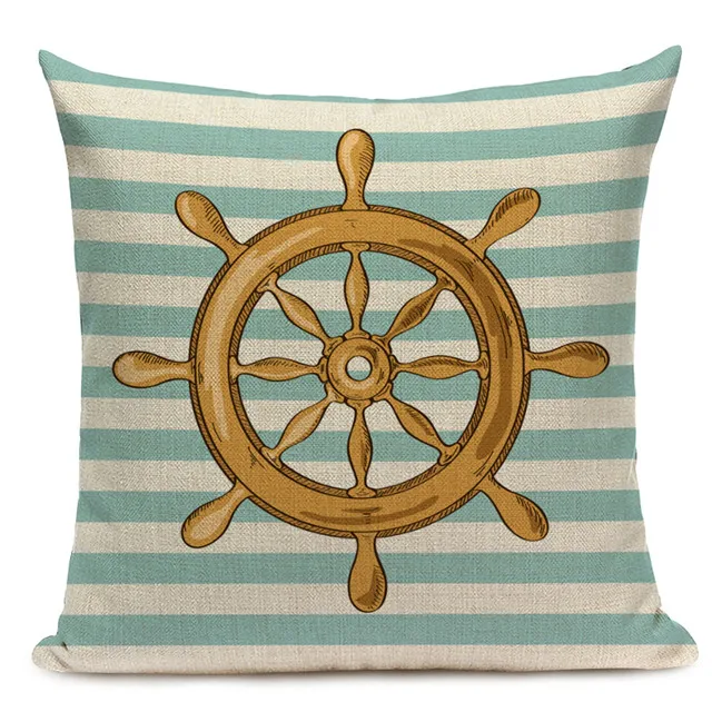10 Decorative Cotton Retro Painting marine decoration Pillow Covers 45Cmx45Cm Square Replacement Printed Cushions Pillow Case - Цвет: 10