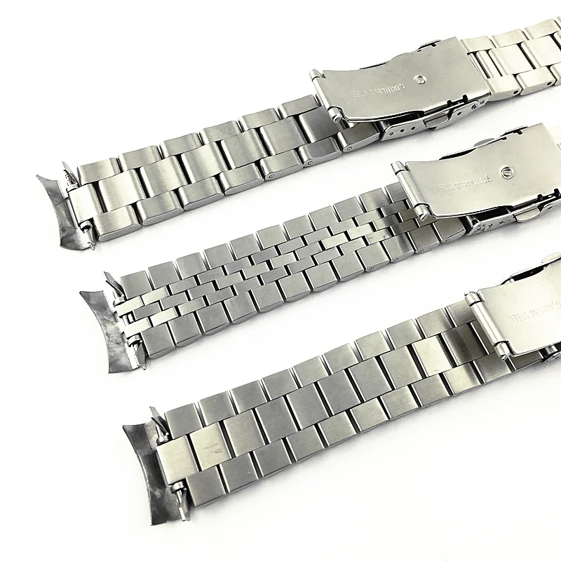 Stainless Steel WatchBand Strap Silver Polished Mens Luxury Bracelets Curved end Replacement for seiko SKX007 SKX009 20mm 22mm