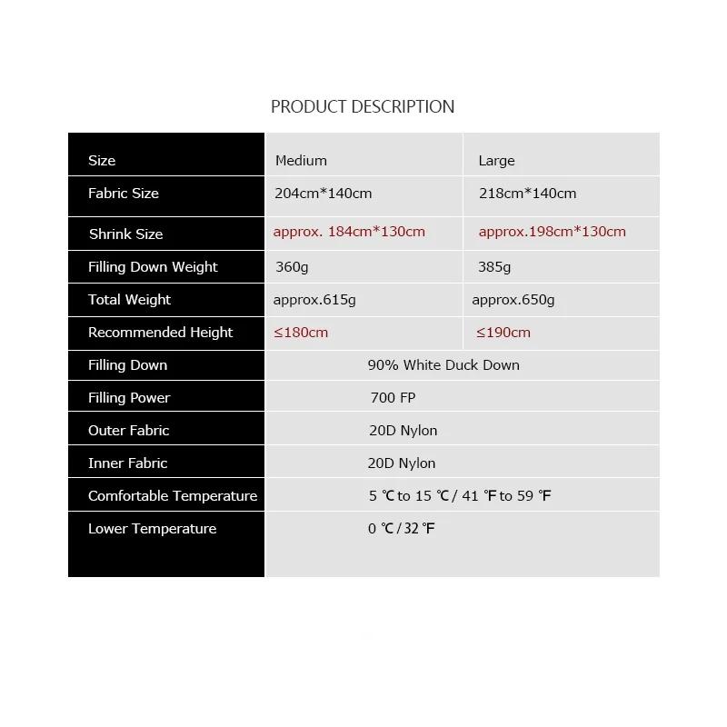 

Ice Flame 20D Winter Autumn Spring 90% White Duck Down Mummy Sleeping Bag Blanket Mat Quilt Underquilt Hammock Ground Camping