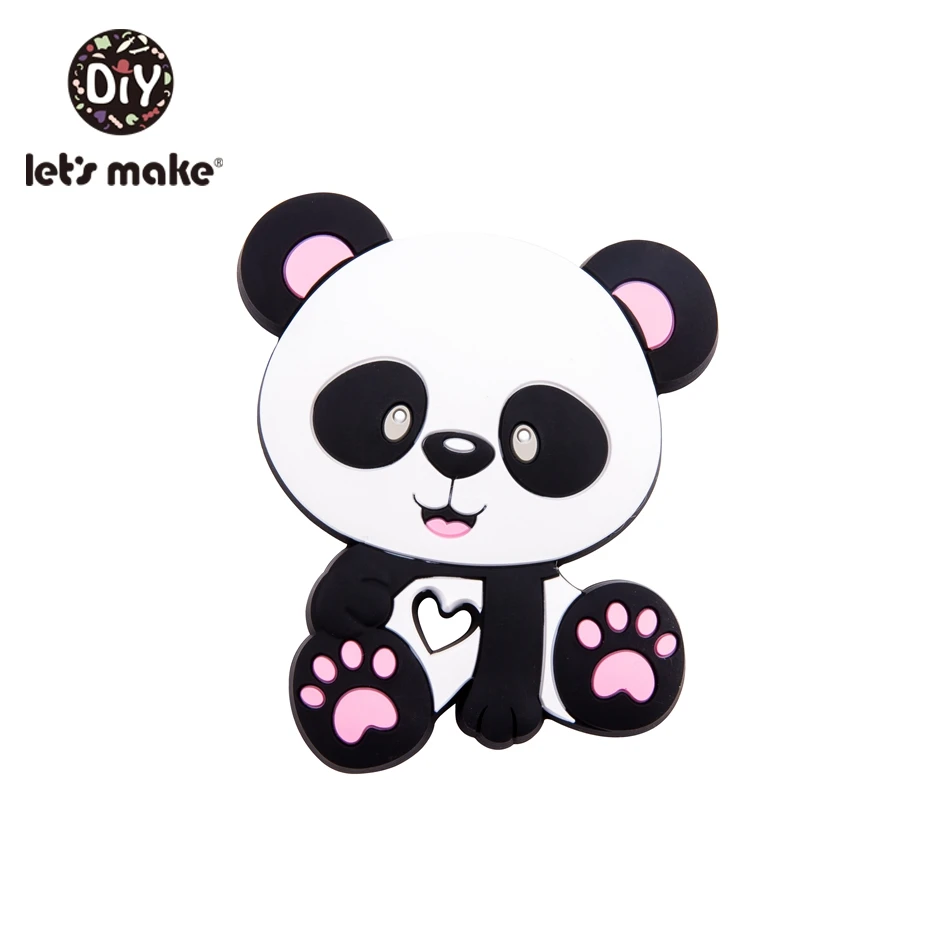 panda pink Let'S Make/1 шт., силиконовый Прорезыватель для зубов, жемчужные бусины, цветок розы, Прорезыватель для зубов, игрушки для малышей, погремушка, детская игрушка, силиконовый Прорезыватель для зубов - Color: panda pink