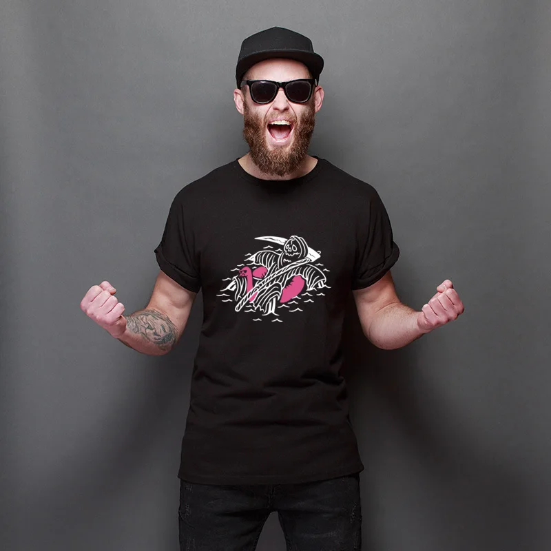 

Grim Reaper Relax O Neck Summer Loose Tops T Shirt Round Neck Comics Tops Tees Streetwear Pure Cotton Tee-Shirts Gifts