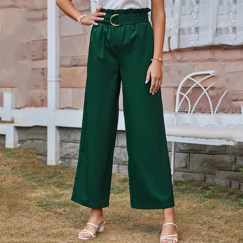 

Nice Spring Summer New Loose Wide Leg Pants Women High Waist Casual Vintage Full Length Pant Ladies England Style Trousers
