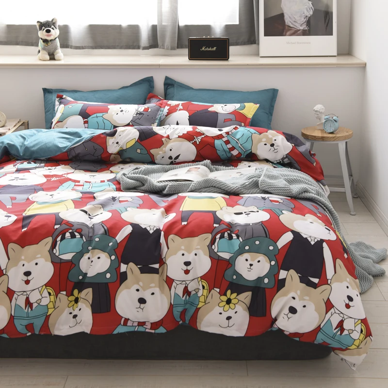 

Hot Sale Mr. Shiba Inu Bedding Cotton Printed Pillowcase Quilt Cover Bed Sheet Queen Size Bed King Size Bed Four-Piece Set
