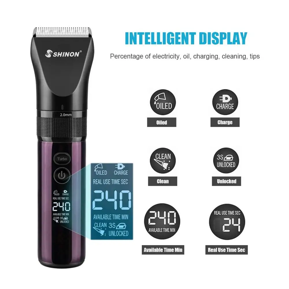 

Electric Hair Clipper LED Display Professional 3 Modes Dual Charging Method Hair Cutter Machine Men Hair Trimmer + Charging Base