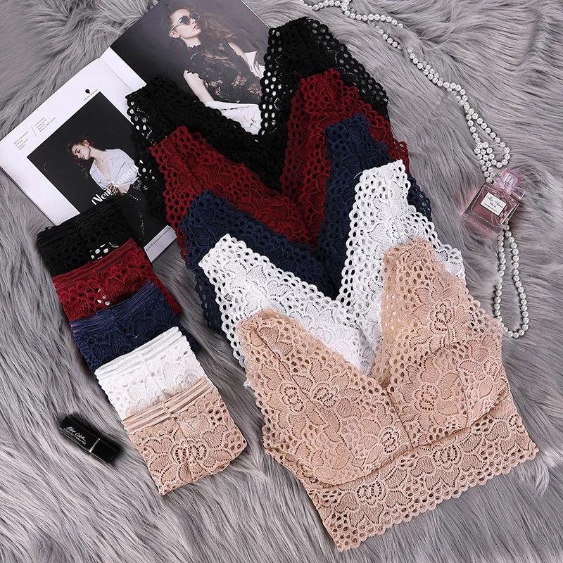 Комплект женского кружевного нижнего белья с чашками пуш ап|Комплекты белья| |