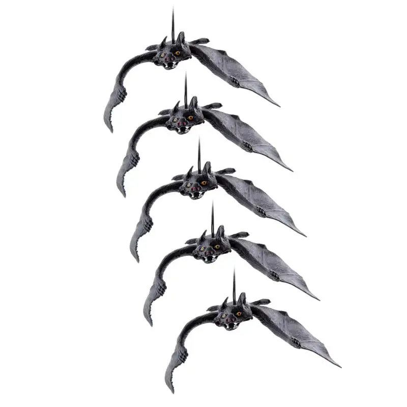 5 шт. Хэллоуин летучая мышь реалистичные Висячие летучие мыши резиновые страшные