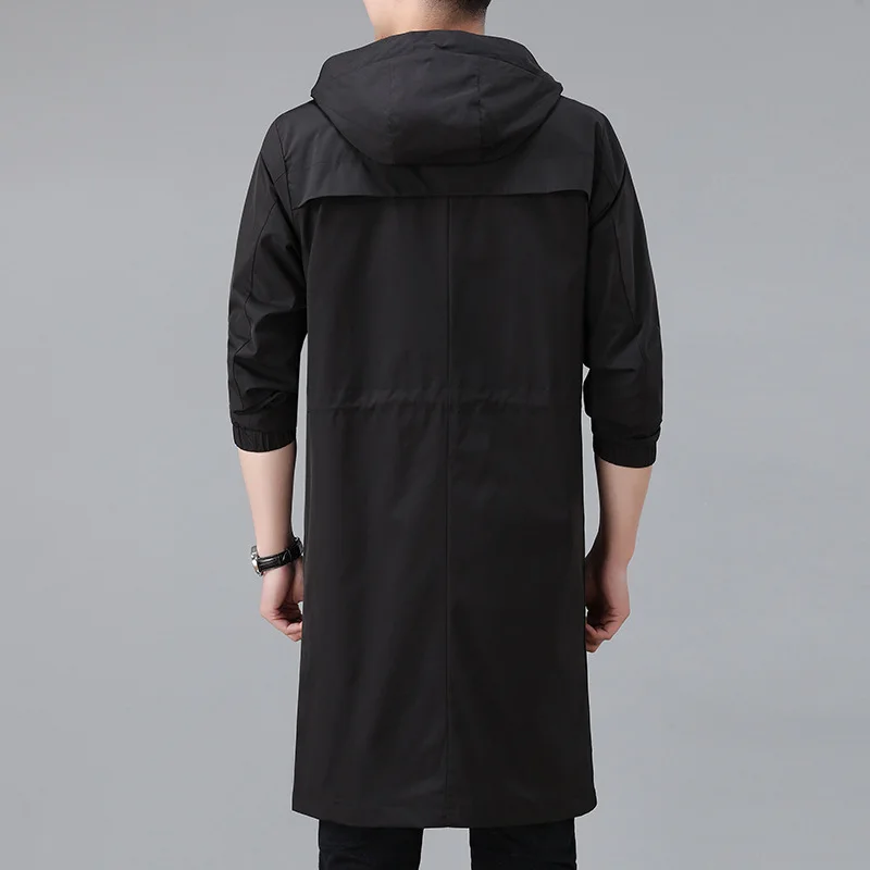 

Spring 2021 new men's fat plus large medium length hooded windbreaker thin coat