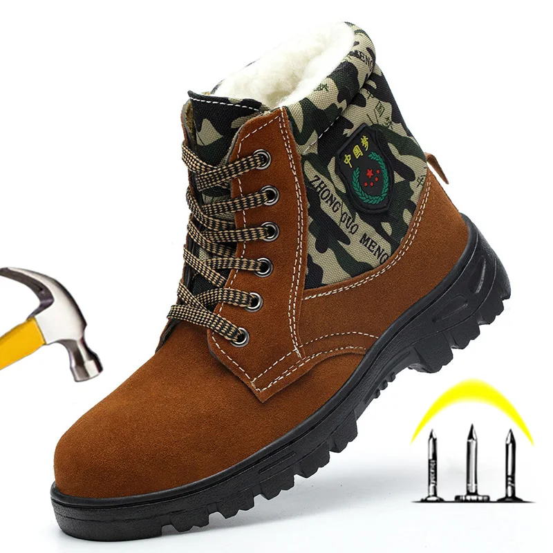 Новые мужские ботинки зимняя обувь Ботильоны зимние безопасные рабочие с