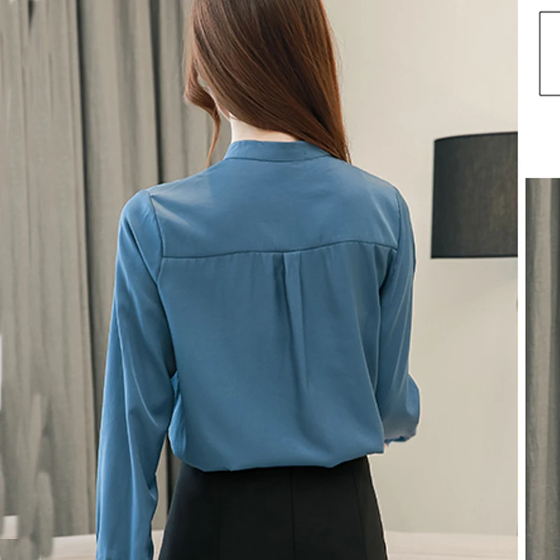 

2021 Autumn New Office Lady Long Sleeve Chiffon Blouse Solid Bow Collar Irregular Ruffles Top Female Fashion Women Blouses 10515