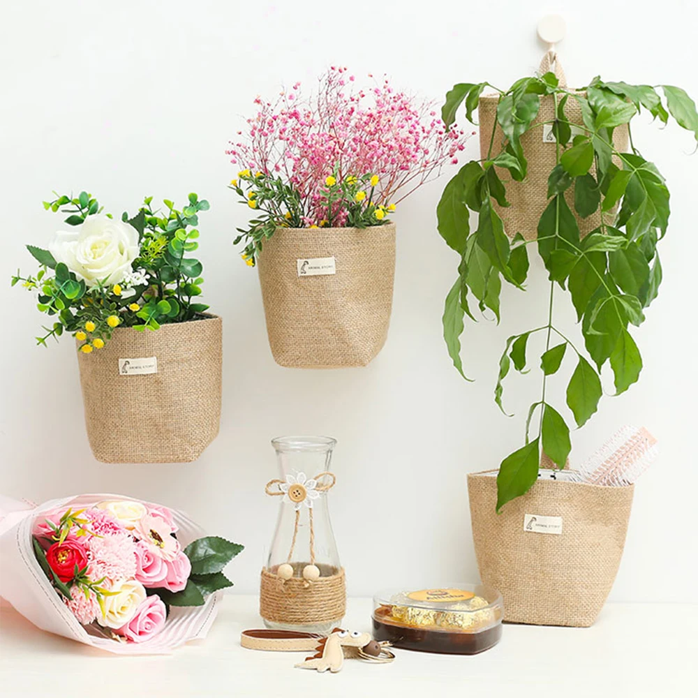 Подвесной ящик для хранения джутовая хлопковая корзина мелочей Настольная