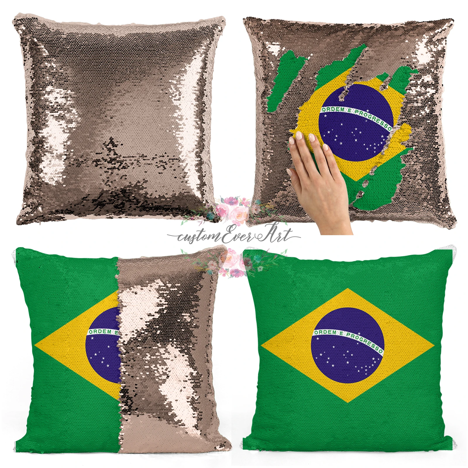 

Brazil decorative throw pillows reversible mermaid sequin pillow case cover dropshipping