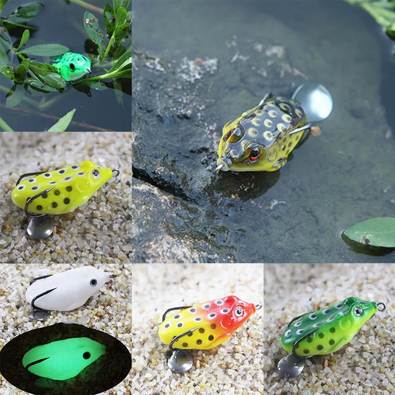 

1PC 5.5CM Silicone Luminous Thunder Frog Type Fishing Lure Soft Bait Artificial Wobbler For Fishing Topwater Lure