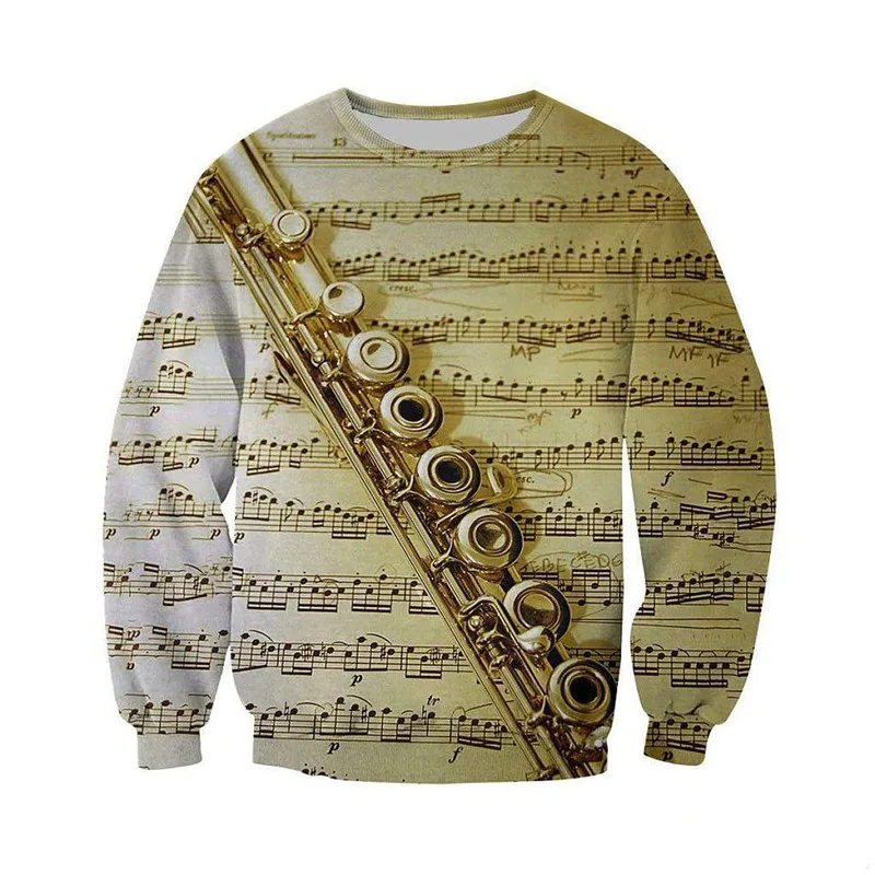 

Latest 3D printing flute romantic shirt fashion Hoodie zipper Sweatshirt