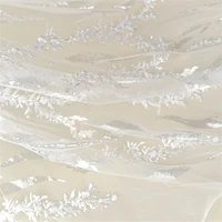 sequins lace fabric wave twill embroidery childrens clothing decoration materials stage performance background ivory white