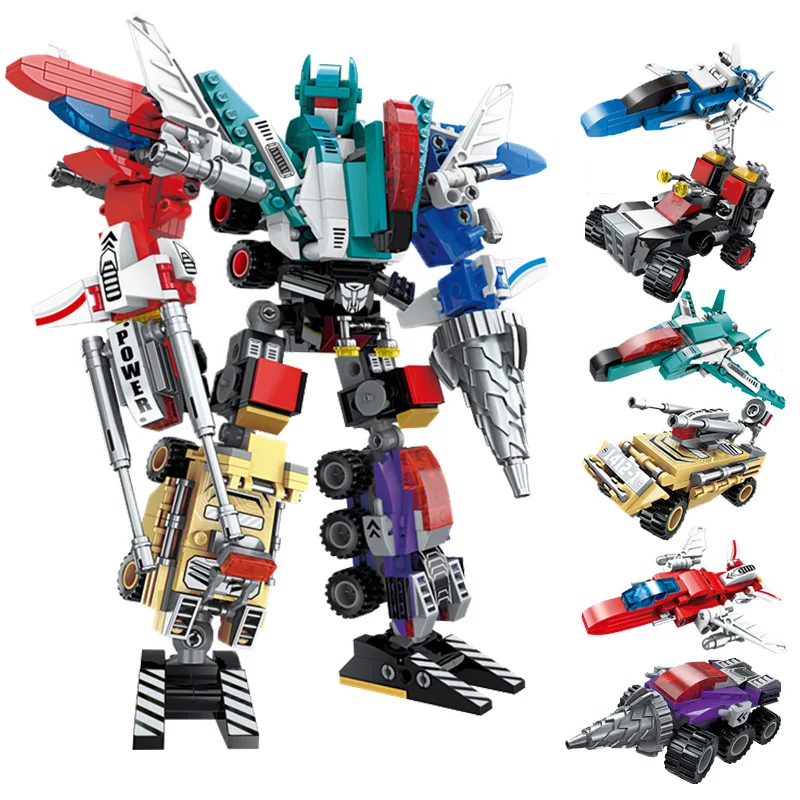 

Enlighten 498Pcs Mecha 6 IN 1 Transformations Robot Toy Model Building Blocks Sets Brinquedos Educational Toys For Children gift