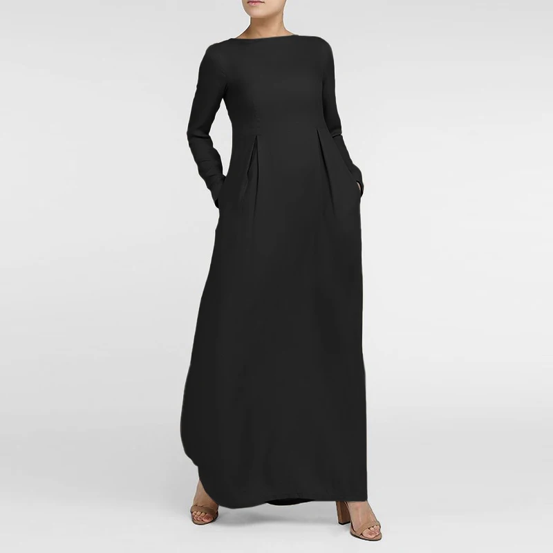 

2021 Abaya Morocco Long Dress ZANZEA Women Spring Sunmdress Long Sleeve Robe Kaftan Vintage Dresses Solid Maxi Dresses