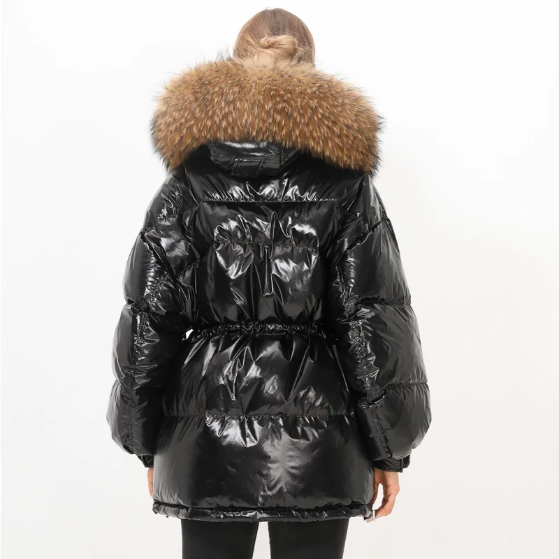 Женский пуховик с капюшоном длинная Водонепроницаемая парка на белом утином