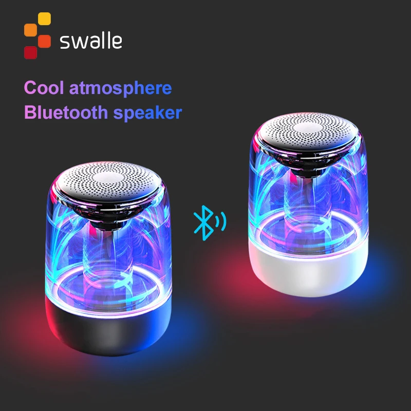 

Swalle New C7 Wireless Bluetooth Speaker Subwoofer Portable Colorful Lighting Car Crystal Glass Bluetooth Speaker With LED Light