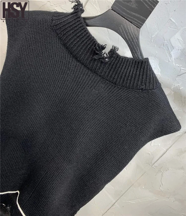 【HSY studo】2019 Новая Осенняя Женская майка разные стили потертые детали вязаный