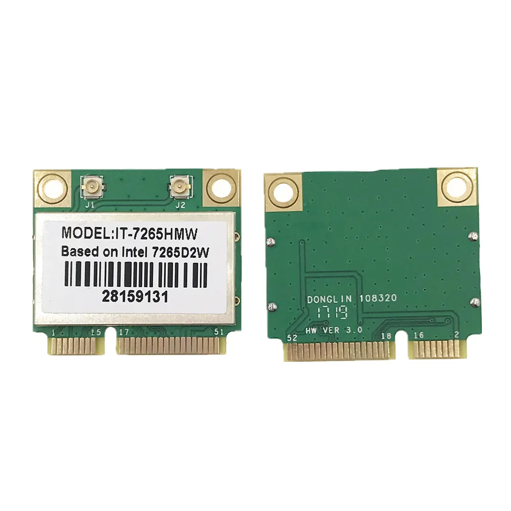 

For Intel 7265 IT-7265HMW 7265D2W 802.11ac 300Mbps Dual Band MINI PCI-E WiFi Fit for Bluetooth 4.0 card for win 7/8/10
