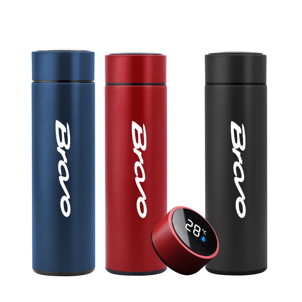 Car Accessories For Fiat Bravo 500ml Smart Thermos bottle With Logo Temperature Display Portable Stainless Steel Thermo Mug