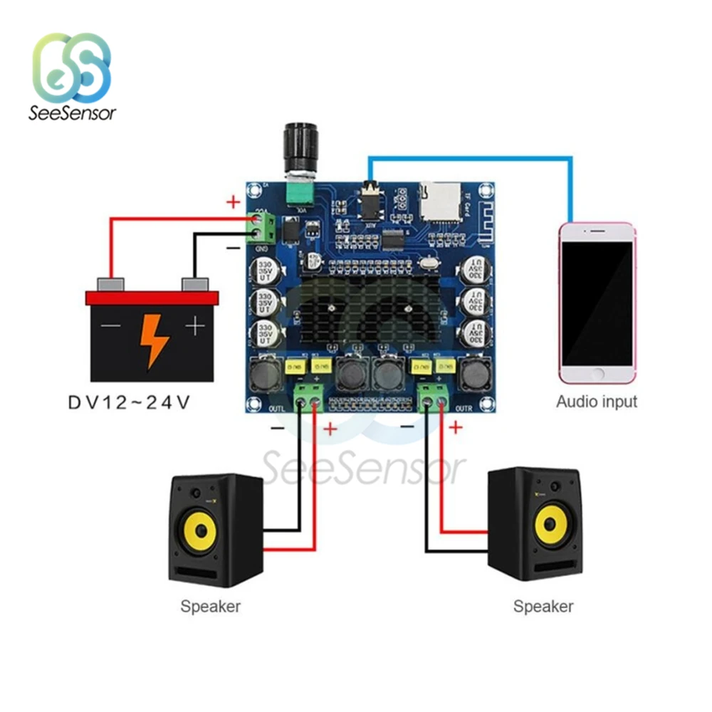 Плата цифрового усилителя TPA3116 Bluetooth 4 1 2x50 Вт стерео аудио усилитель модуль с