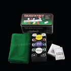 200 шт. набор фишек для игры в покер с коробкой скатерть Портативная Игрушка легкий казино с чипами развлечение для взрослых
