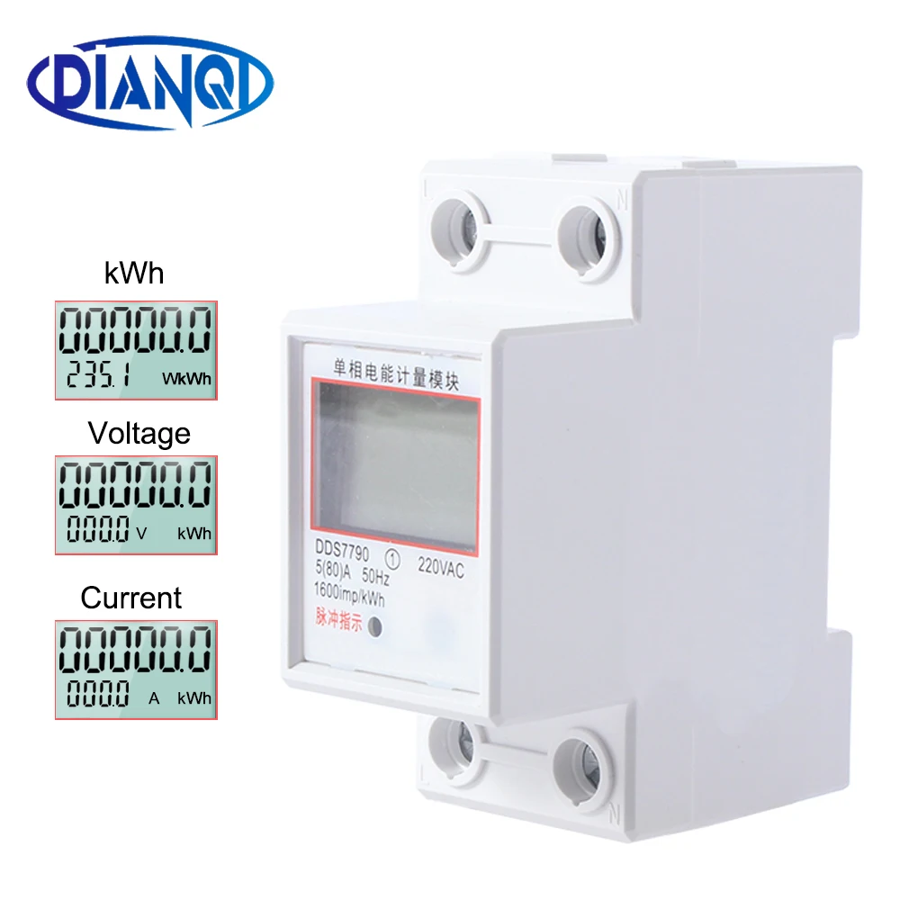 Электрический счетчик энергии ЖК цифровой дисплей однофазный двухпроводной