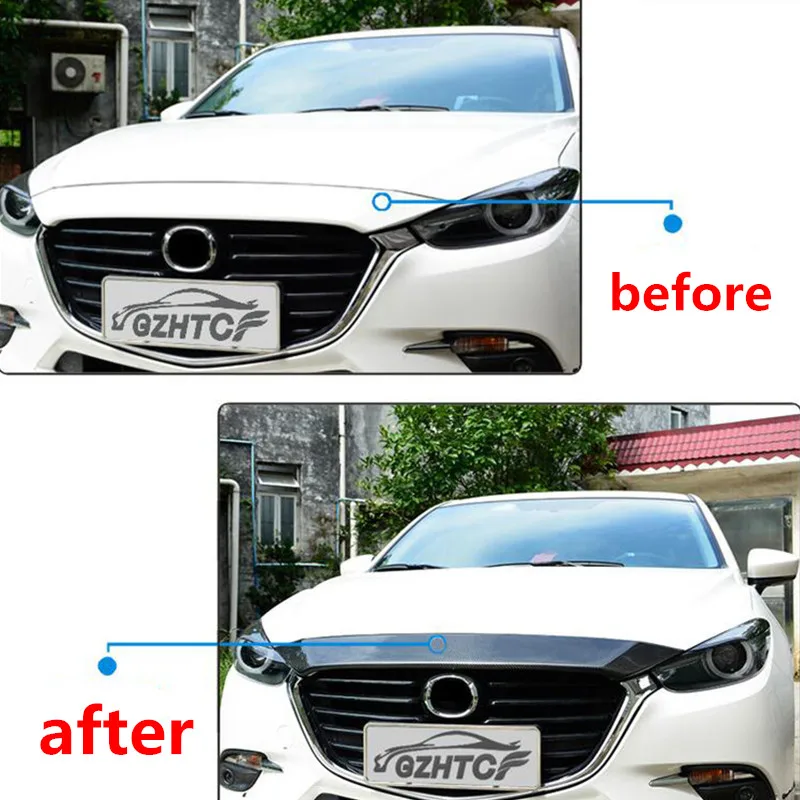 

CEYUSOT для Mazda 3 накладка на капот автомобиля отделочная полоса аксессуары для украшения из настоящего углеродного волокна 2016-18 Mazda3 специальна...