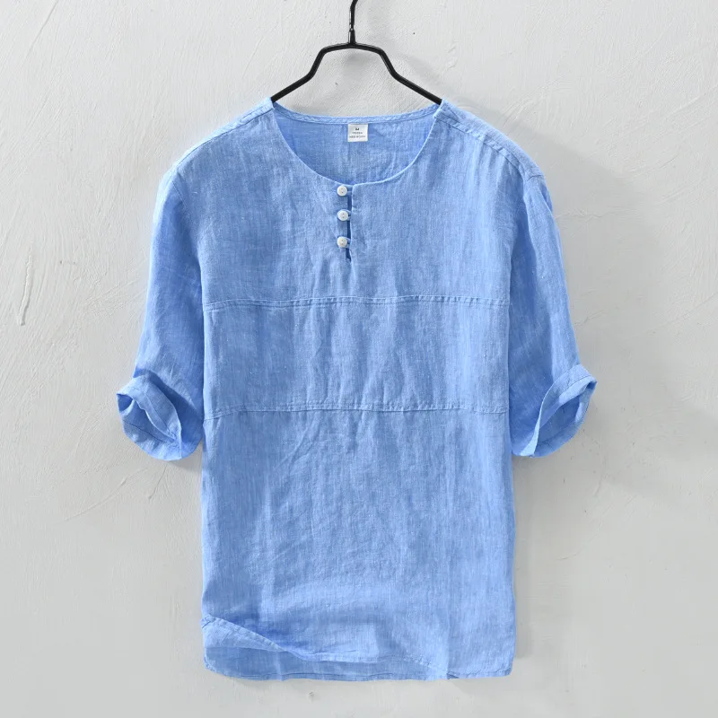 

2021 Summer New Koszulki Z Krtkim Rkawem Short Sleeve Linen T Shirt Uomo