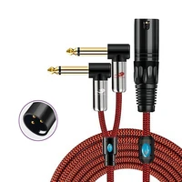3pin xlr male to dual 14 mono ts 6 35mm male audio cable for microphone mixer console amplifier soundbox interconnect cords