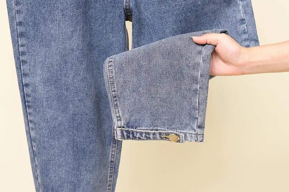 

Spring Loose Light Blue High Waist Harem 9/10 Length Capri Pants Jeans for Women S M L XL 2XL 3XL 4XL 5XL