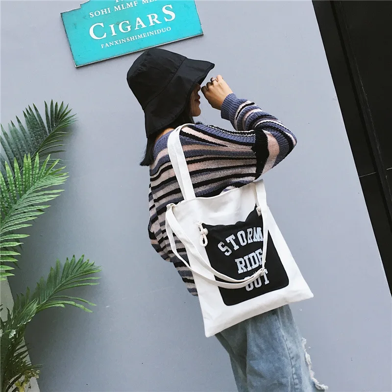 Женская сумка с буквенным принтом в Корейском стиле модные холщовые сумки на