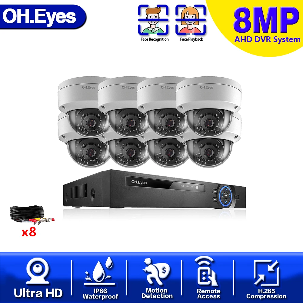 

8.0MP CCTV Camera System 4K CCTV Surveillance Kit 8CH DVR Video Output Kit Security Easy Remote View on Phone 2TB