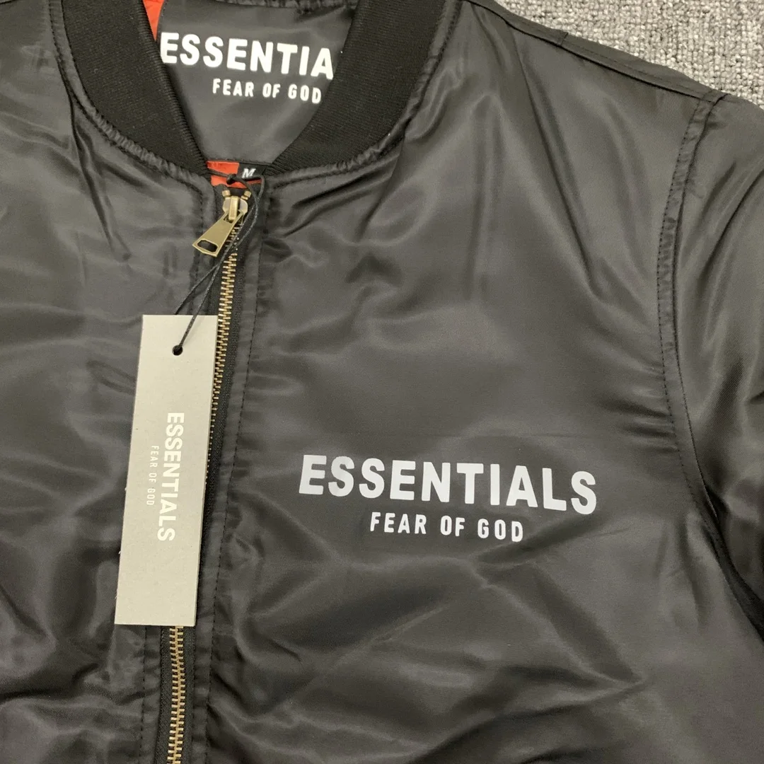 

Hip Hop Kanye West FOG Essentials Flight Ma 1 Bomber Jacket Men Women Baseball Uniform Outerwear Clothing 3 M Reflective Coat