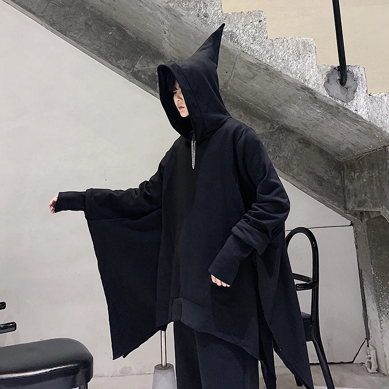 Харадзюку Мужская Оригинальная шапка ведьмы накидка с капюшоном свитер пальто