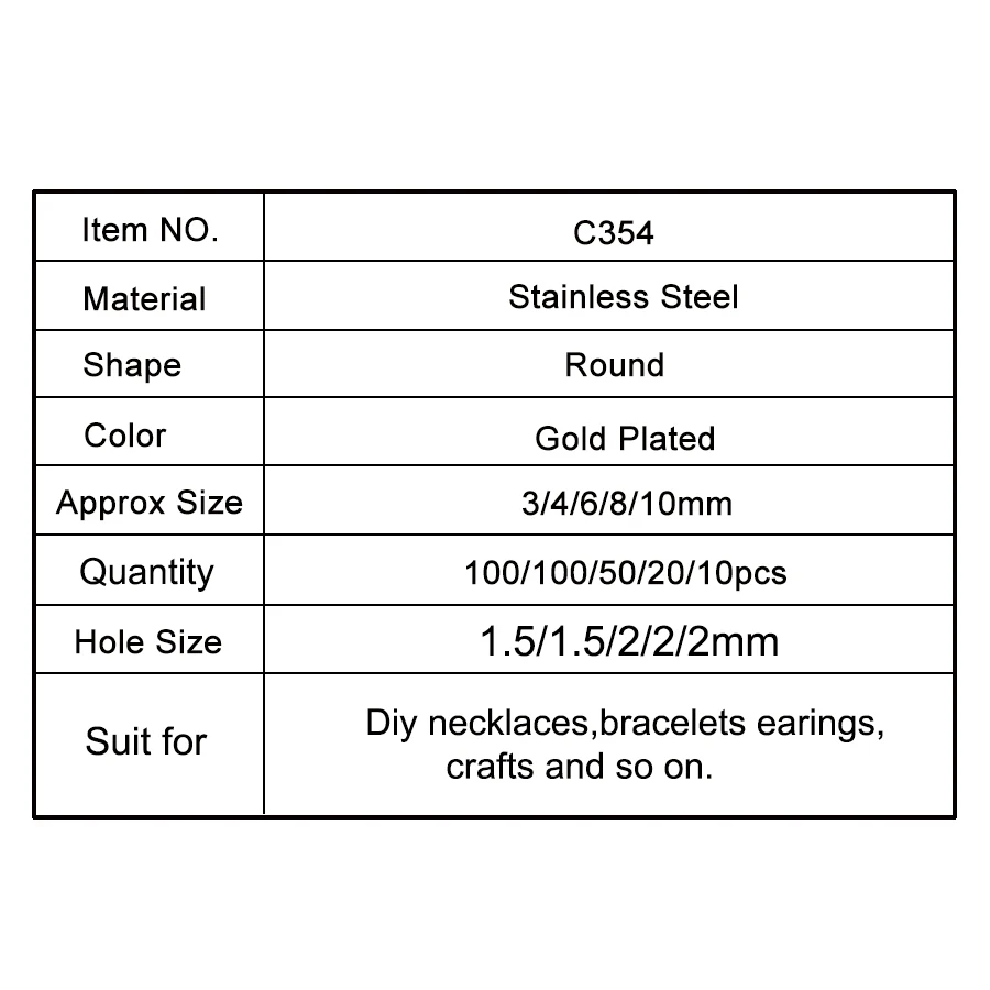 Позолоченные металлические бусины из нержавеющей стали 3 мм 4 6 8 10 мм|Бусины| |